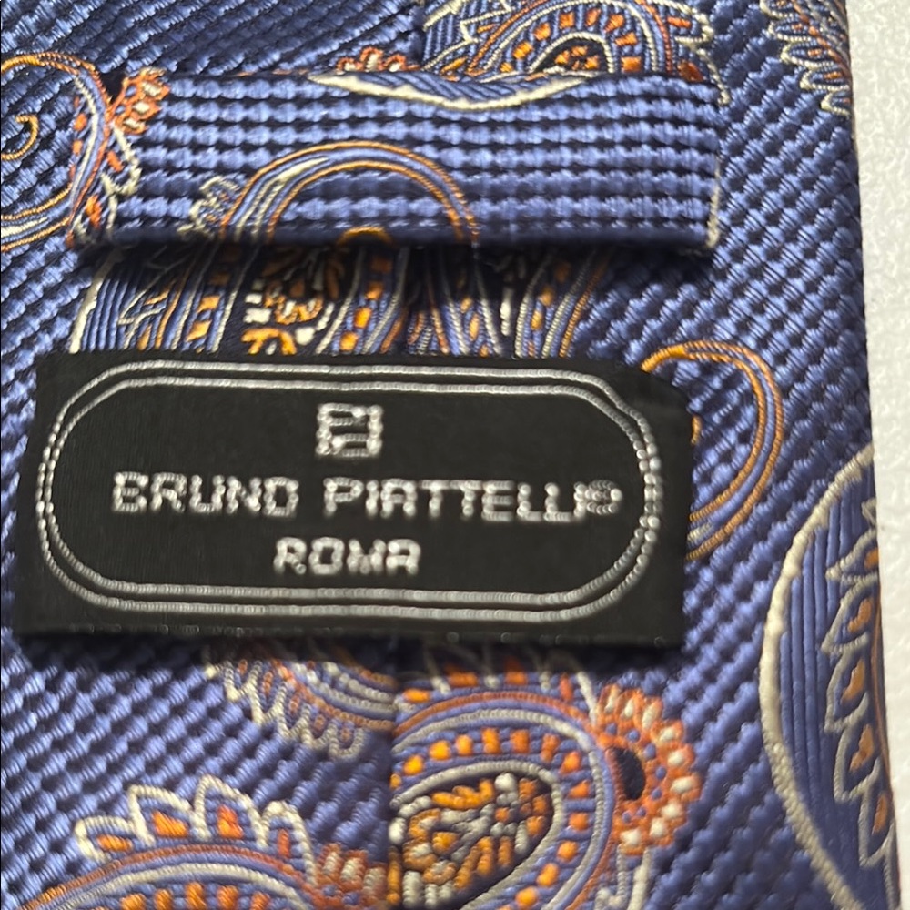 Bruno Piattelli Silk Paisley Blue Men's Tie - Picture 2 of 5